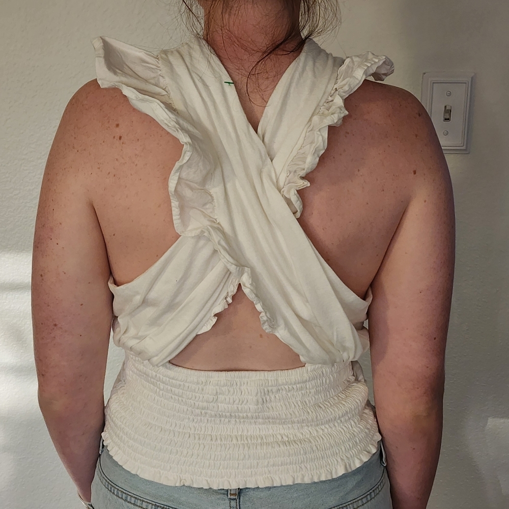 Anthropologie Pleated Ruffle Halter Top - Picture 3 of 8